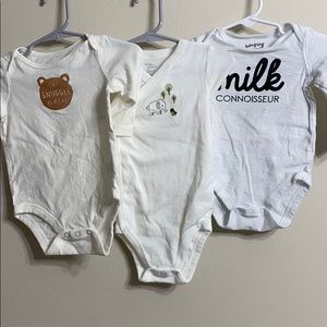 3pc Misc brand 9 mon Long Sleeve Onesies